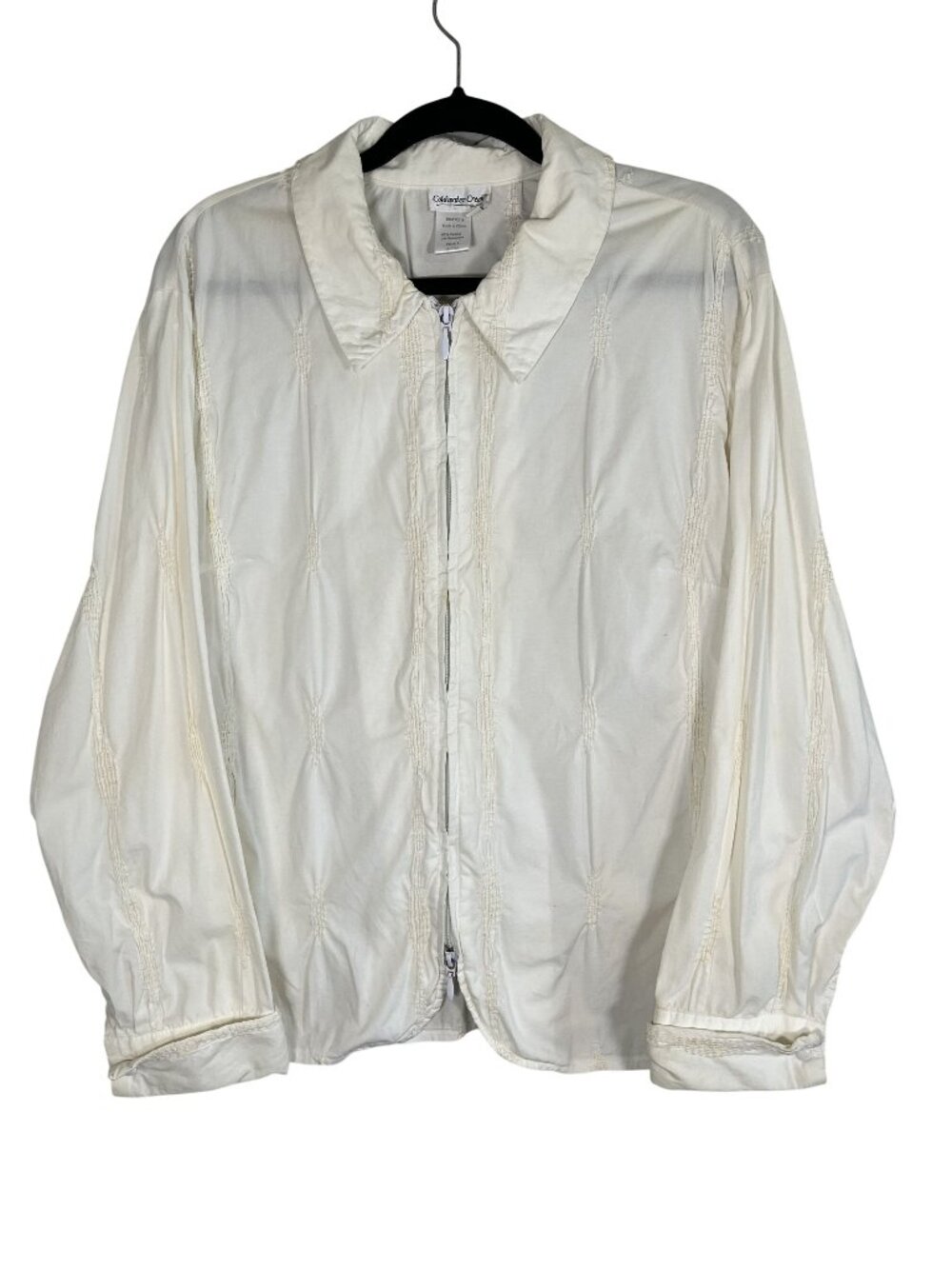 Coldwater Creek Neutral Embroidery Jacket Cream 2X Boho Indie Classic Chic Artsy
